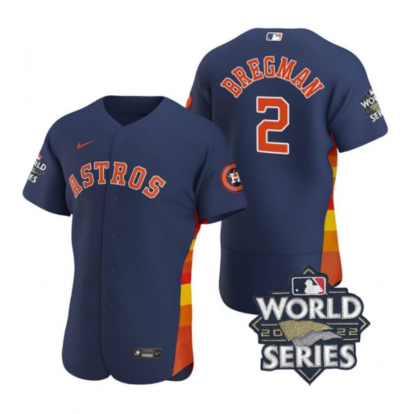Astros 2 Alex Bregman Navy Nike 2022 World Series Flexbase Jersey->houston astros->MLB Jersey